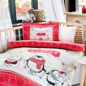 Single Ranforce Bedding Set Winter Friends Red - Ozdilek